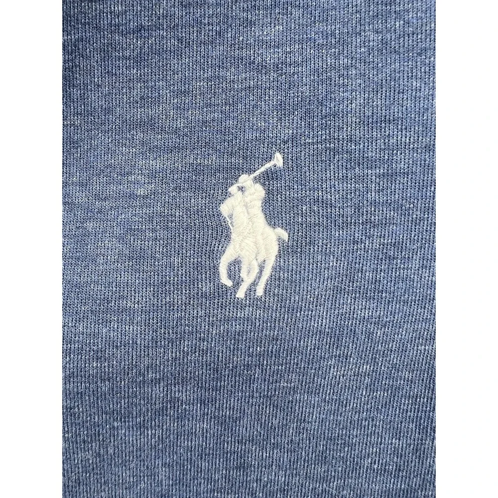 Polo Ralph Lauren Full Zip Hoodie Sweatshirt Large Heather Blue Mens Cott/Poly